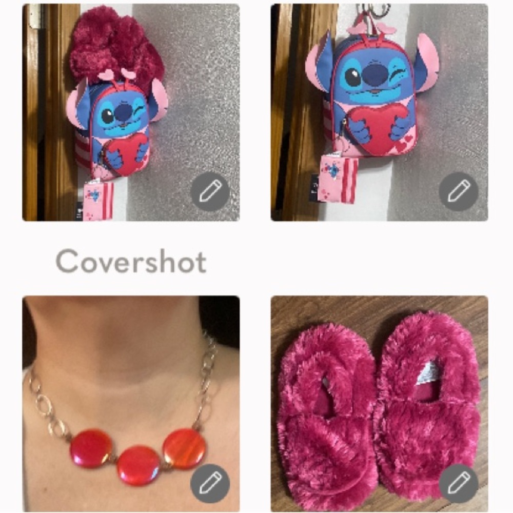 Stitch❤️bag+ID holder+warmies slippers cedar scent L+925 Necklace w✨🔴18”